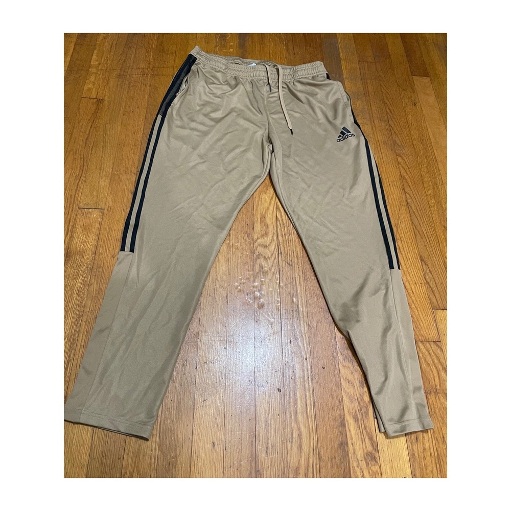 Adidas Primegreen Tiro Track Pants Tan Khaki Black 3-Stripe Zip Pockets XL Men